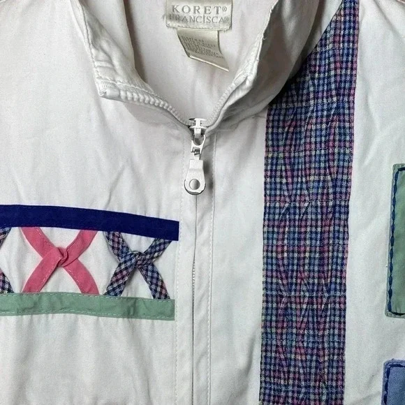 Vintage Koret Francisca Women’s Geometric Jacket White Colorful Medium - Picture 8 of 8